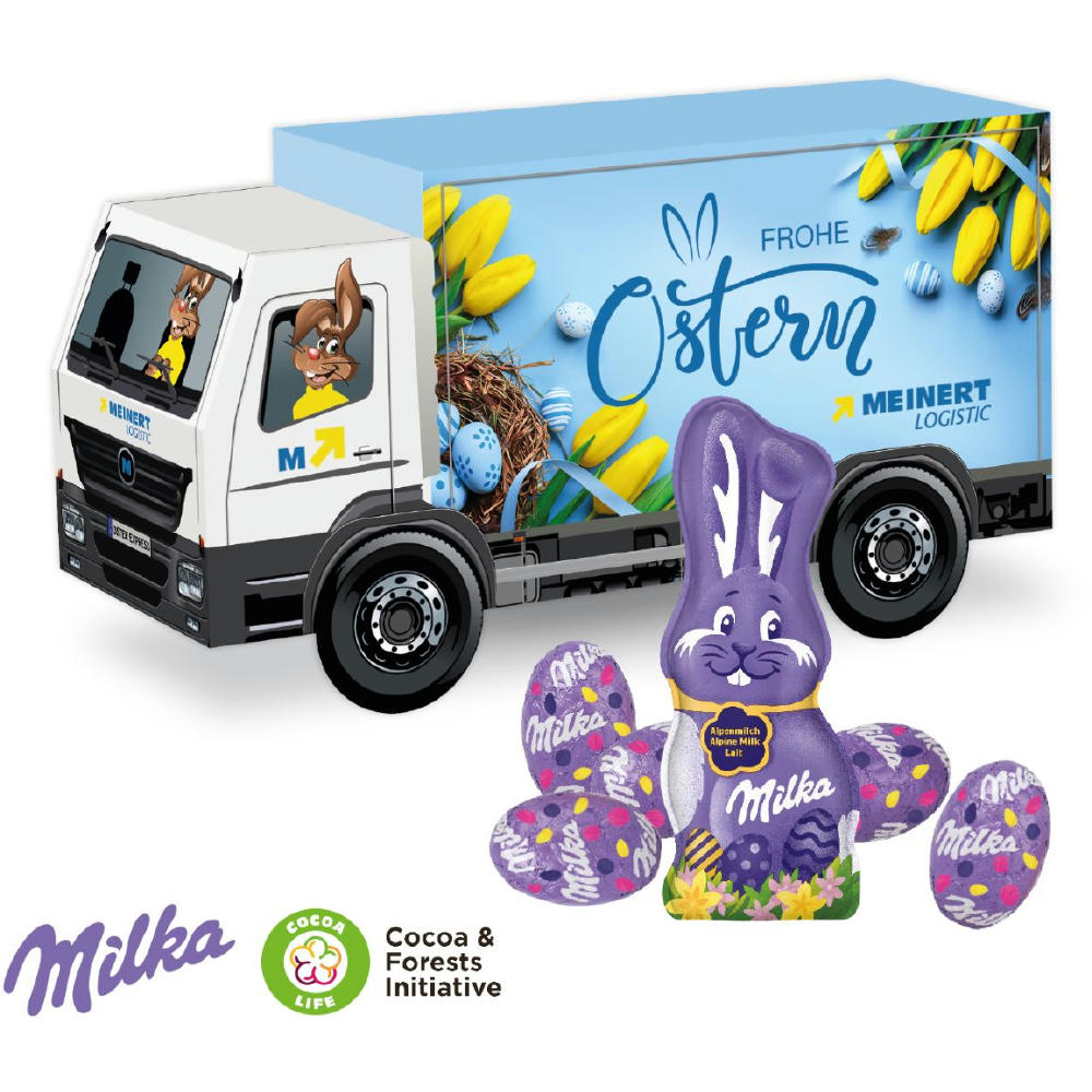 3D Präsent "LKW" Ostern mit Schokoladenmischung von Milka